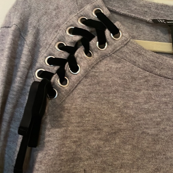 INC Lace-Up Sweater, Created for Macy's-Gray XL - Picture 4 of 6
